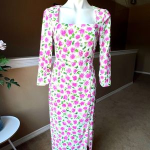 ZARA Woman’s Floral Print  Dress, Square Neckline, long  Sleeve Small  SS22 NWT